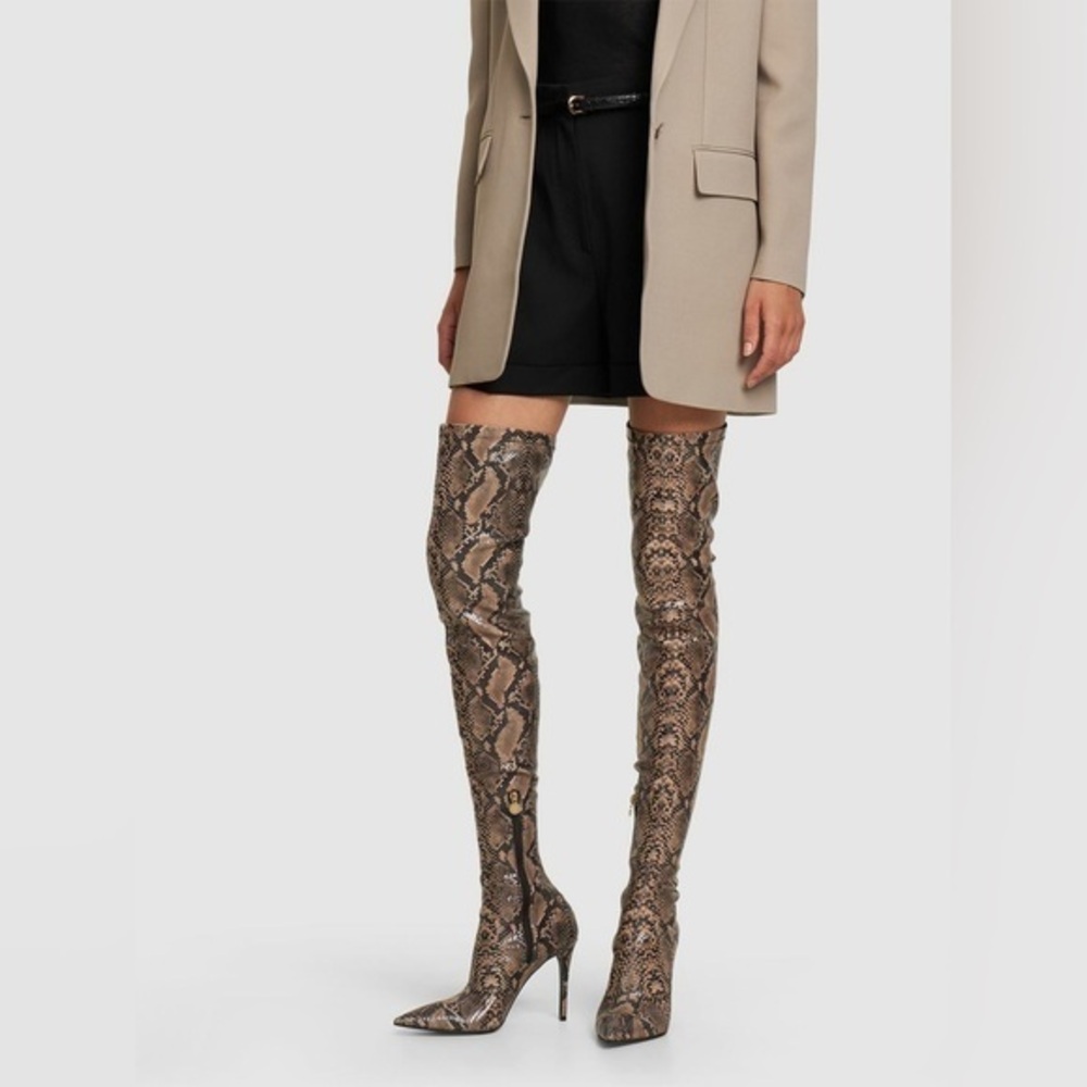 STELLA MCCARTNEY - 100mm Stella Iconic Python Print Boots Size 39